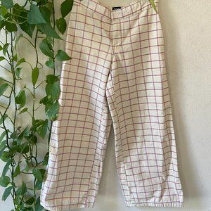 BDG Wide Leg Checked Denim Trousers